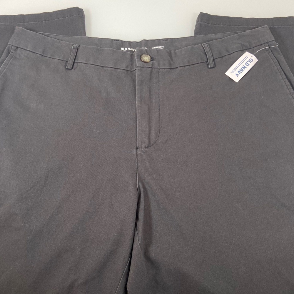 Old Navy Mens 40x34(33) Gray Athletic Built-In Flex Chino Pant New Tapered Twill